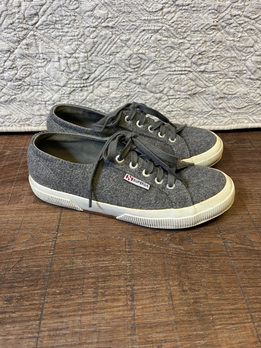 Superga Gray Wool Low-Top Sneakers